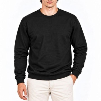 Erkek 2'Li Bisiklet Yaka İçi Şardonlu 2 İplik Düz Uzun Kollu Regular Fit Sweatshirt - Siyah & Gri