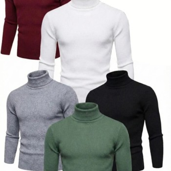 ERKEK 5'li Siyah, Beyaz, Bordo, Gri, Haki Kaşkorse Boğazlı Likralı Fitilli Slimfit Body