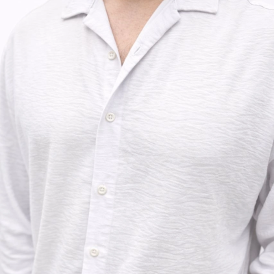 Erkek Aerobin Kumaş Oversize 4 Mevsim Uzun Kollu Rahat Kalıp Gömlek - Beyaz