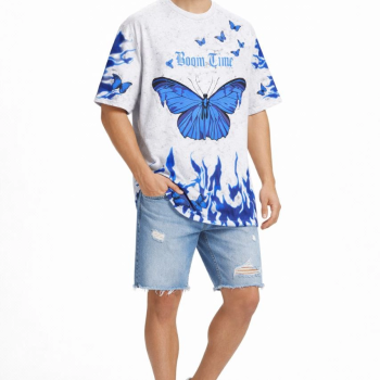 Erkek Asit Yıkamalı Oversize Tişört - Beyaz