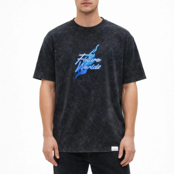 Erkek Asit Yıkamalı Oversize Tişört - Siyah