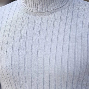 Erkek Balıkçı Yaka Tam Boğazlı Kalın Fitilli Regular Fit Triko Kazak - Gri