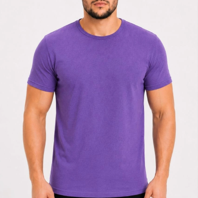 Erkek Basic Tişört Bisiklet Yaka Kısa Kol Günlük Yazlık Slim fit T-Shirt - Mor