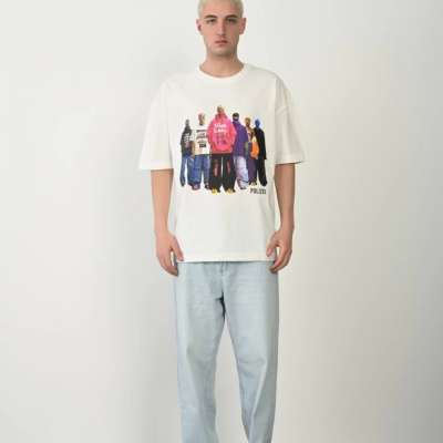 Erkek Baskılı T-Shirt Kısa Kol Bisiklet Yaka Rahat Kalıp Tişört - Beyaz