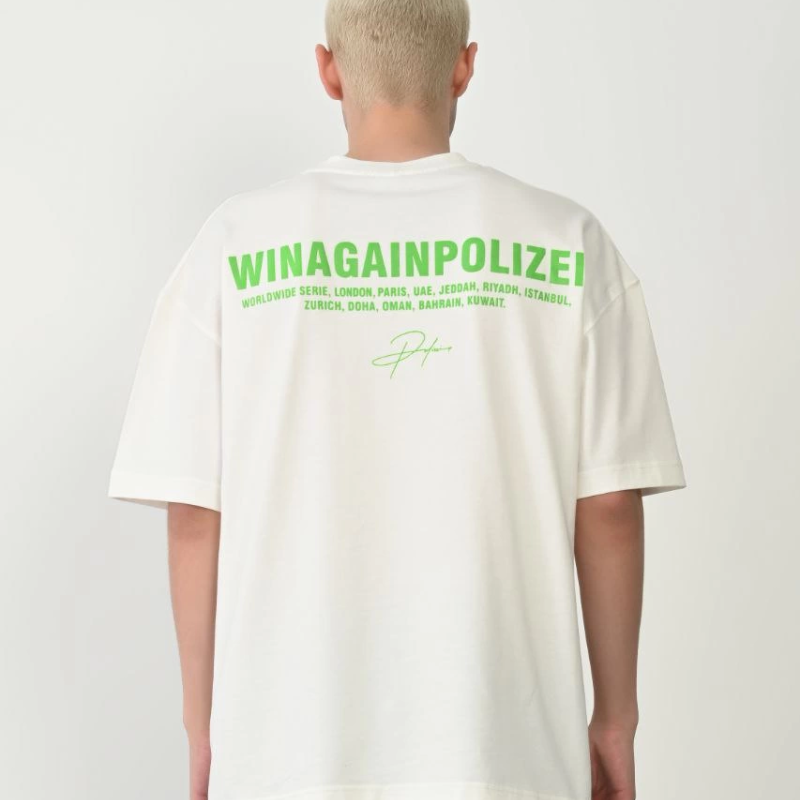 Erkek Baskılı T-Shirt Kısa Kol Bisiklet Yaka Rahat Kalıp Tişört - Beyaz