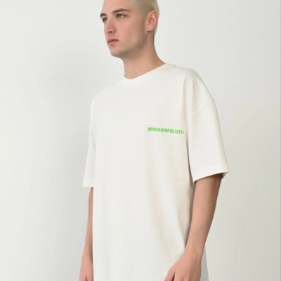 Erkek Baskılı T-Shirt Kısa Kol Bisiklet Yaka Rahat Kalıp Tişört - Beyaz