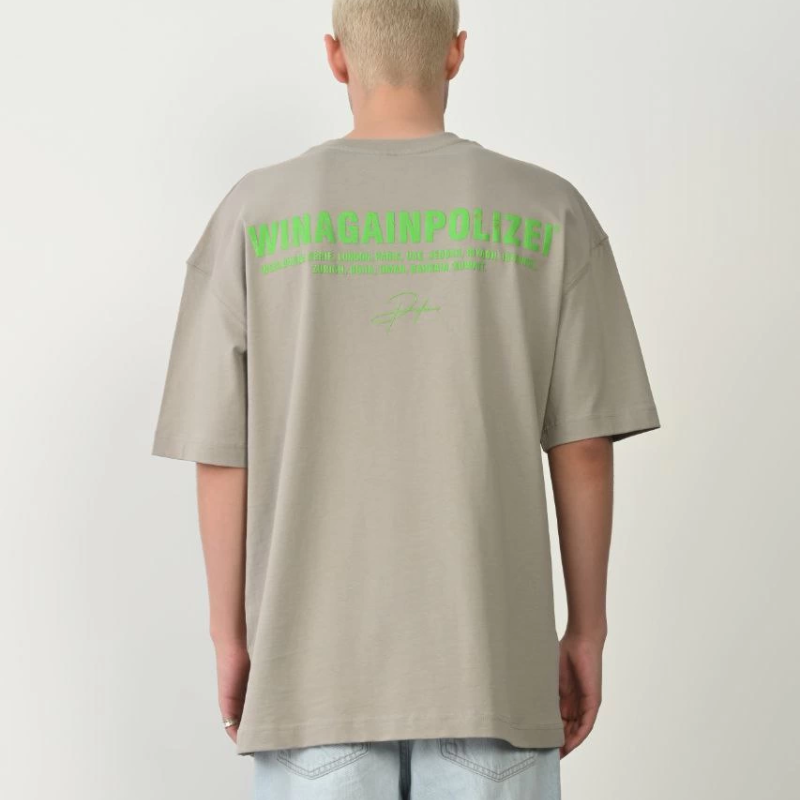 Erkek Baskılı T-Shirt Kısa Kol Bisiklet Yaka Rahat Kalıp Tişört - Boyalı Gri