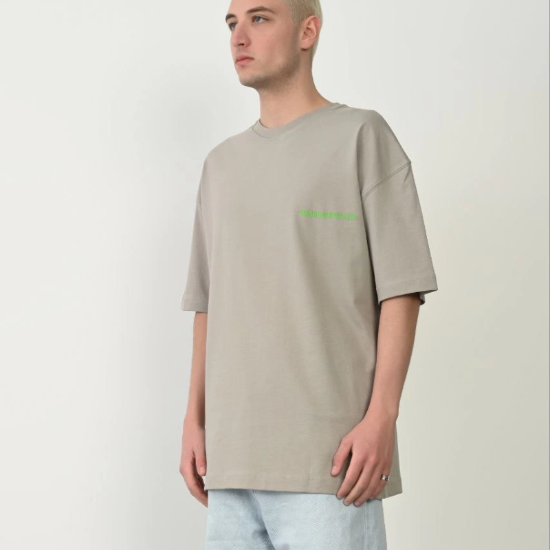 Erkek Baskılı T-Shirt Kısa Kol Bisiklet Yaka Rahat Kalıp Tişört - Boyalı Gri