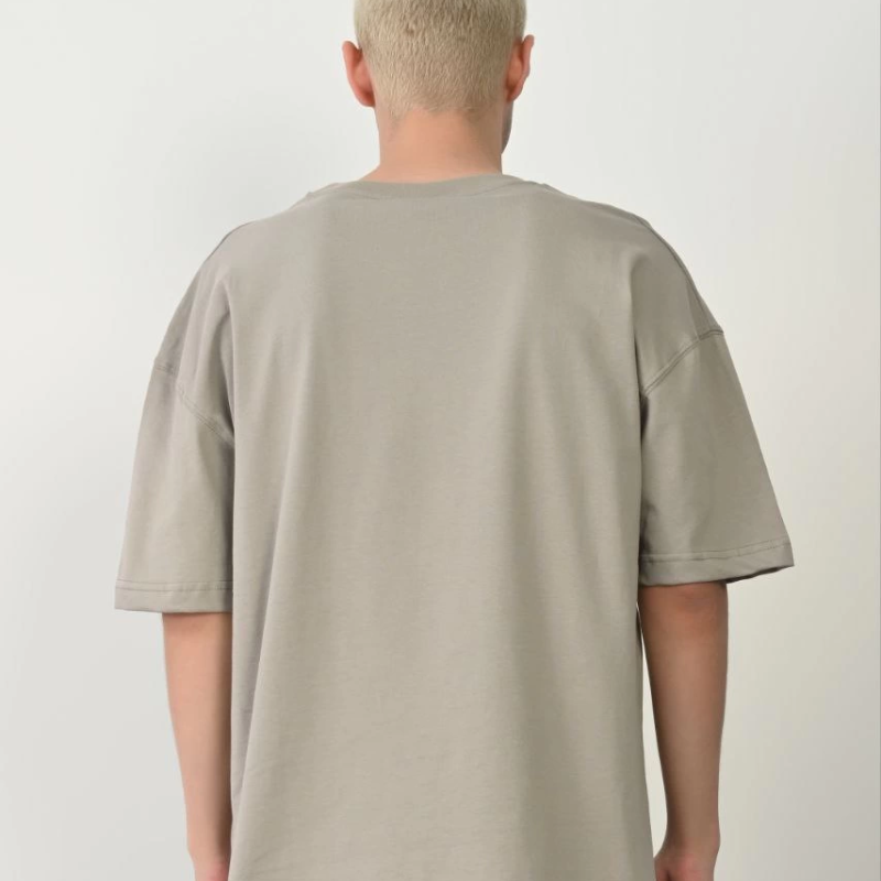 Erkek Baskılı T-Shirt Kısa Kol Bisiklet Yaka Rahat Kalıp Tişört - Boyalı Gri