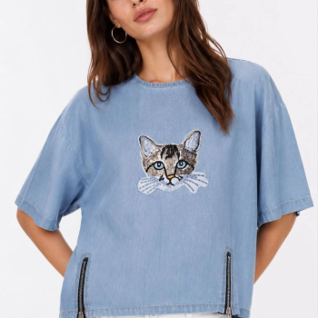 Erkek Baskılı T-Shirt Kısa Kol Bisiklet Yaka Rahat Kalıp Tişört - Mavi