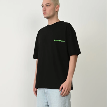 Erkek Baskılı T-Shirt Kısa Kol Bisiklet Yaka Rahat Kalıp Tişört  - Siyah