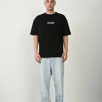 Erkek Baskılı T-Shirt Kısa Kol Bisiklet Yaka Rahat Kalıp Tişört - Siyah