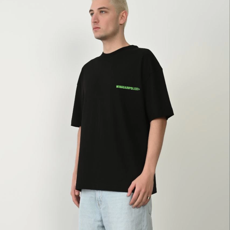 Erkek Baskılı T-Shirt Kısa Kol Bisiklet Yaka Rahat Kalıp Tişört  - Siyah