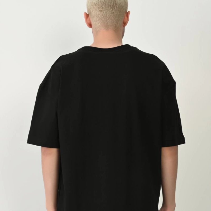 Erkek Baskılı T-Shirt Kısa Kol Bisiklet Yaka Rahat Kalıp Tişört - Siyah