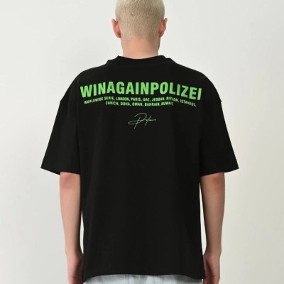 Erkek Baskılı T-Shirt Kısa Kol Bisiklet Yaka Rahat Kalıp Tişört  - Siyah