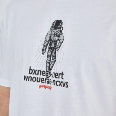 Erkek Baskılı T-Shirt Kısa Kol Bisiklet Yaka Regular Fit Rahat Kalıp Günlük Tişört - Beyaz