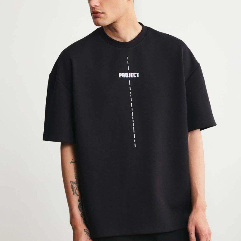 Erkek Baskılı T-Shirt Kısa Kol Bisiklet Yaka Regular Fit Rahat Kalıp Tişört - Siyah