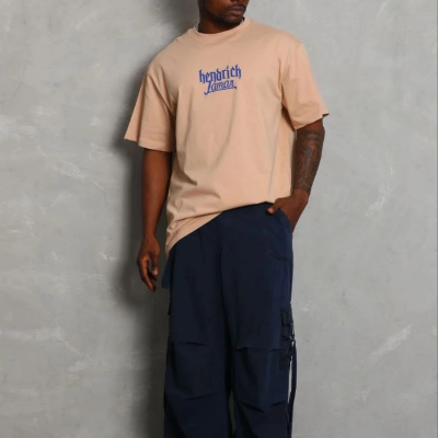 Erkek Baskılı T-Shirt Kısa Kol Bisiklet Yaka Regular Fit Tişört - Bej