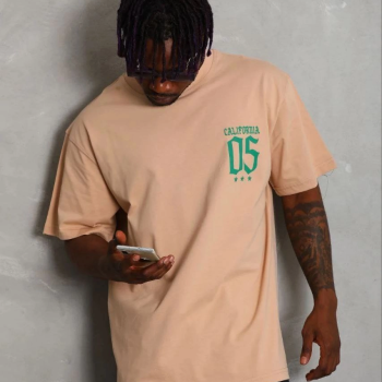 Erkek Baskılı T-Shirt Kısa Kol Bisiklet Yaka Regular Fit Tişört - Bej