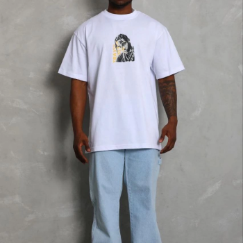 Erkek Baskılı T-Shirt Kısa Kol Bisiklet Yaka Regular Fit Tişört - Beyaz