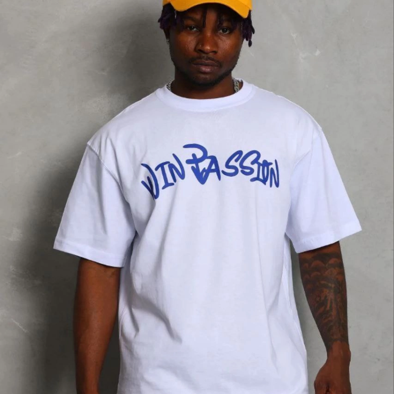 Erkek Baskılı T-Shirt Kısa Kol Bisiklet Yaka Regular Fit Tişört - Beyaz