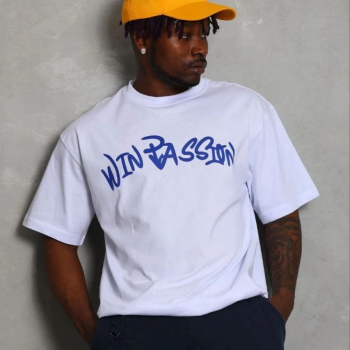 Erkek Baskılı T-Shirt Kısa Kol Bisiklet Yaka Regular Fit Tişört - Beyaz