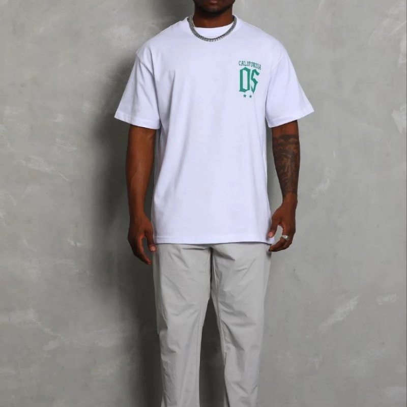 Erkek Baskılı T-Shirt Kısa Kol Bisiklet Yaka Regular Fit Tişört - Beyaz