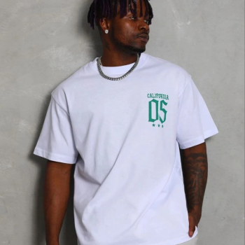 Erkek Baskılı T-Shirt Kısa Kol Bisiklet Yaka Regular Fit Tişört - Beyaz