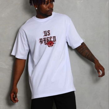 Erkek Baskılı T-Shirt Kısa Kol Bisiklet Yaka Regular Fit Tişört - Beyaz