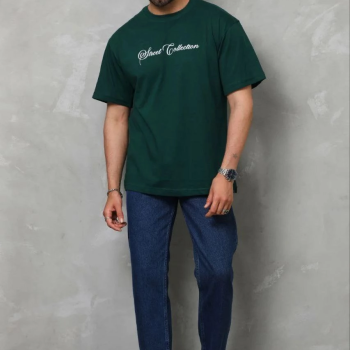 Erkek Baskılı T-Shirt Kısa Kol Bisiklet Yaka Regular Fit Tişört - Çağla Yeşili