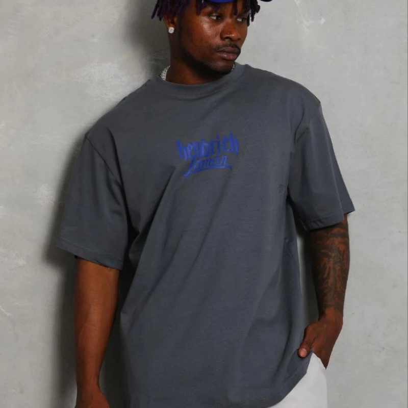 Erkek Baskılı T-Shirt Kısa Kol Bisiklet Yaka Regular Fit Tişört - Füme