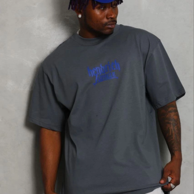 Erkek Baskılı T-Shirt Kısa Kol Bisiklet Yaka Regular Fit Tişört - Füme