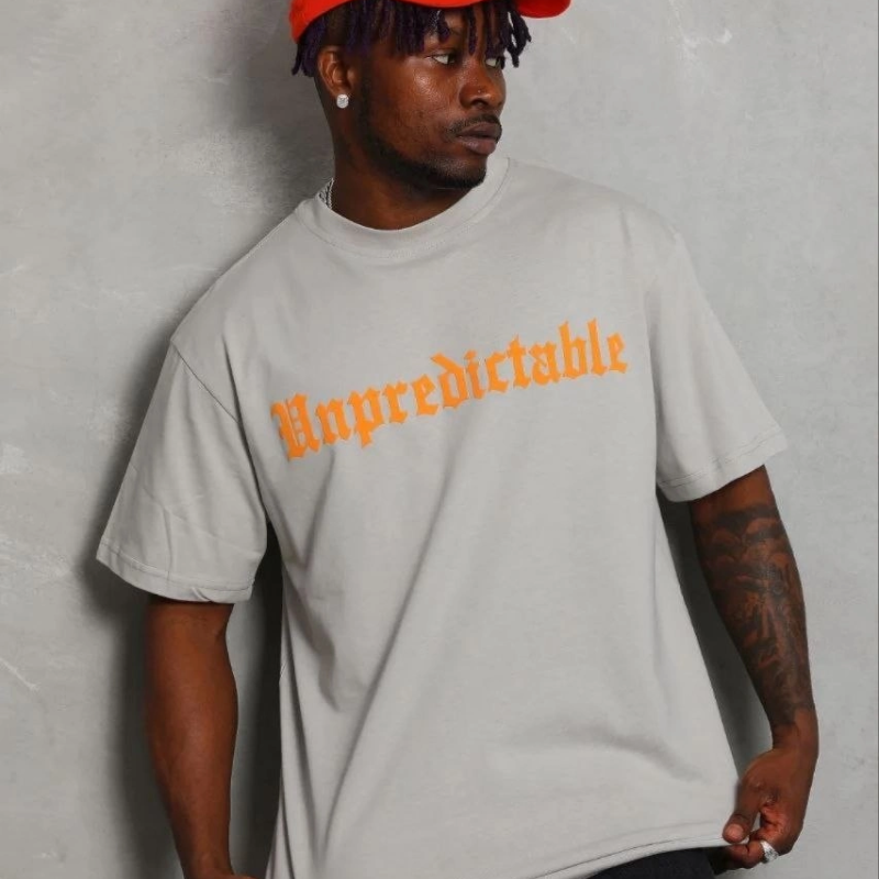 Erkek Baskılı T-Shirt Kısa Kol Bisiklet Yaka Regular Fit Tişört - Gri