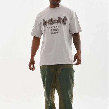 Erkek Baskılı T-Shirt Kısa Kol Bisiklet Yaka Regular Fit Tişört - Gri