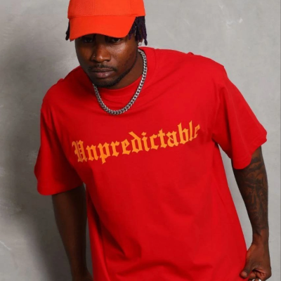 Erkek Baskılı T-Shirt Kısa Kol Bisiklet Yaka Regular Fit Tişört - Kırmızı