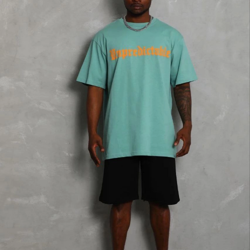 Erkek Baskılı T-Shirt Kısa Kol Bisiklet Yaka Regular Fit Tişört - Mint Yeşili