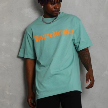 Erkek Baskılı T-Shirt Kısa Kol Bisiklet Yaka Regular Fit Tişört - Mint Yeşili