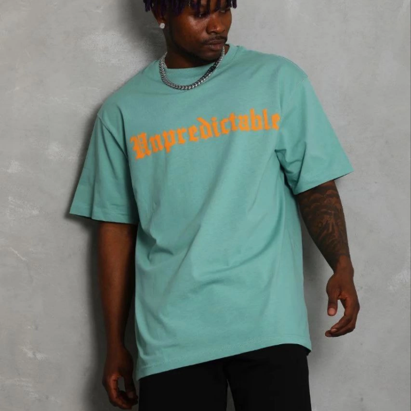 Erkek Baskılı T-Shirt Kısa Kol Bisiklet Yaka Regular Fit Tişört - Mint Yeşili