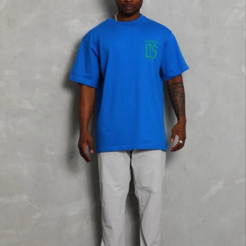 Erkek Baskılı T-Shirt Kısa Kol Bisiklet Yaka Regular Fit Tişört - Saks Mavisi