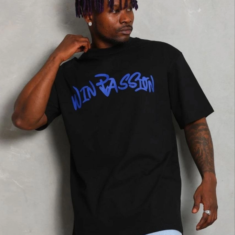 Erkek Baskılı T-Shirt Kısa Kol Bisiklet Yaka Regular Fit Tişört - Siyah