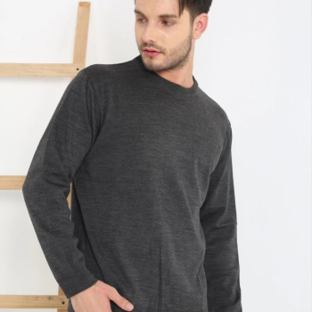 Erkek Bisiklet yaka Kazak Uzun Kol Dokuma Triko - Füme