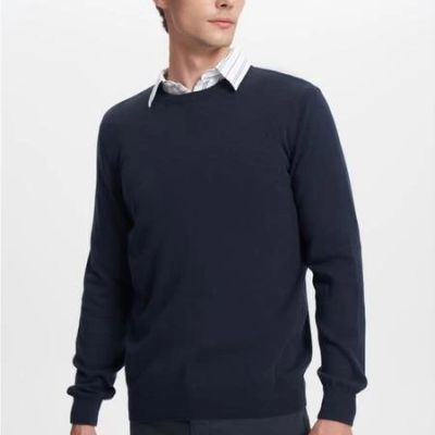 Erkek Bisiklet yaka Kazak Uzun Kol Dokuma Triko - Lacivert