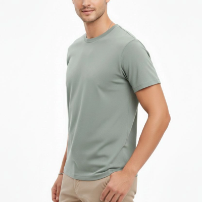 Erkek Bisiklet Yaka Yazlık Kısa kol Düz Tişört Regular Kalıp T-shirt - Mint Yeşili