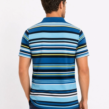 Erkek Çizgili Polo Yaka Tişört Kısa Kol Yazlık T-Shirt Regular Fit - Mavi
