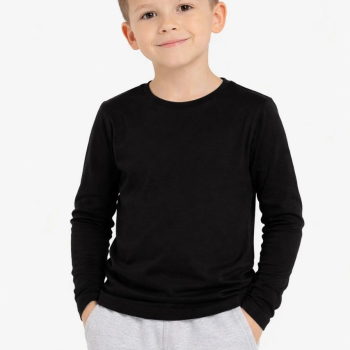 Erkek Çocuk Basic Uzun Kollu Tişört Okul Günlük Rahat T-Shirt - Siyah