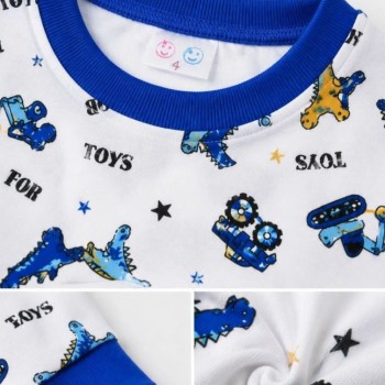 Erkek Çocuk Premium Penye Dinozor Desenli Uzun Kollu Pijama Takımı 2-11 Yaş - Mavi