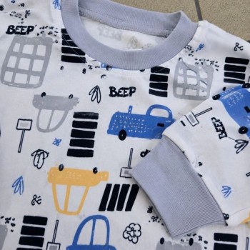 Erkek Çocuk Premium Penye Uzun Kollu Desenli Pijama Takımı 2-11 Yaş - Gri