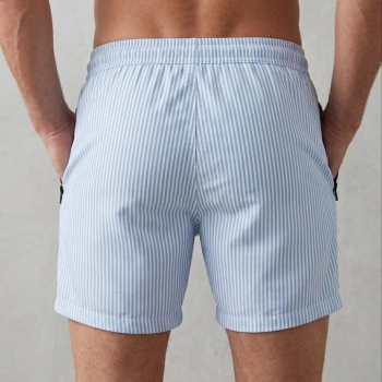 Erkek Deniz Şortu Fermuarlı Cepli File Astarlı Hızlı Kuruyan Premium - Bebek Mavisi