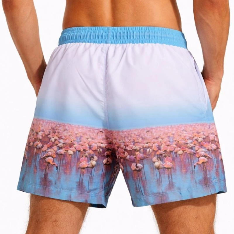 Erkek Deniz Şortu Fermuarlı Cepli File Astarlı Hızlı Kuruyan Premium - Beyaz