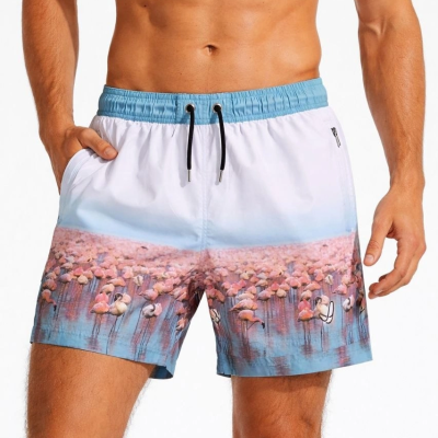 Erkek Deniz Şortu Fermuarlı Cepli File Astarlı Hızlı Kuruyan Premium - Beyaz